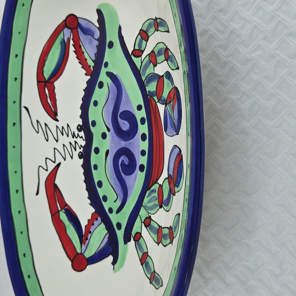 Caffco International DANA WHITTMAN Artist. MULIICOLOR CERAMIC PLATTER.